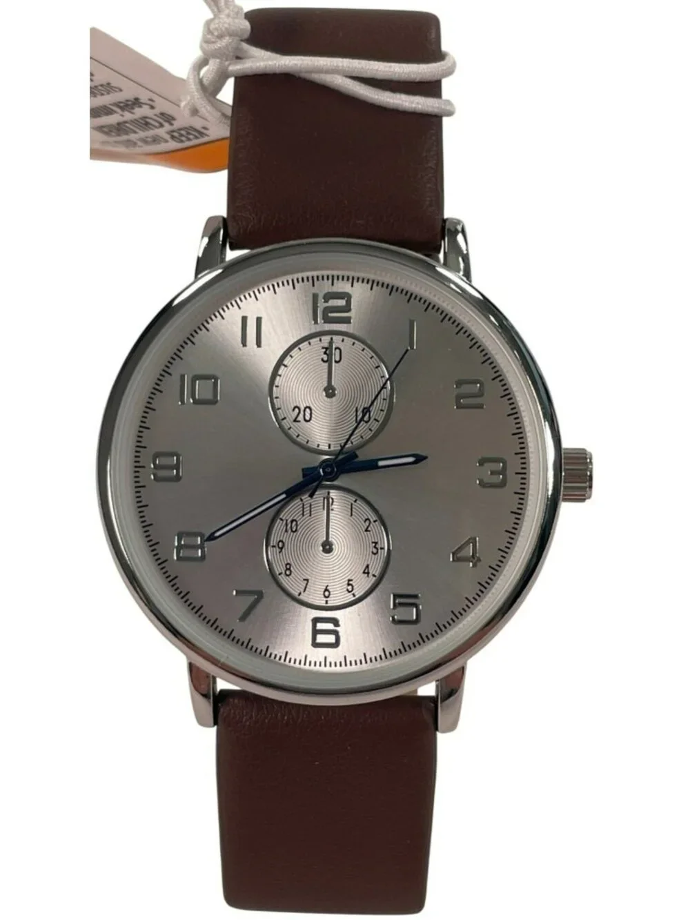 George Analog Watch Brown Strap & Silver Dial Men's O/S BOXED NEW